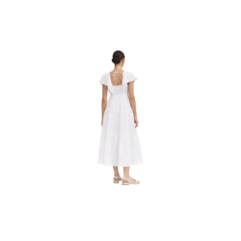 Madewell White Eyelet Flutter Sleeve Tiered Maxi Dress Size 2 NWT - Picture 2 of 4